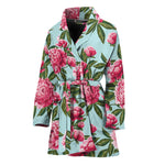Pink Peony Pattern Print Women's Bathrobe