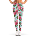 Pink Peony Pattern Print Women's Leggings