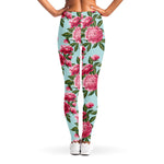Pink Peony Pattern Print Women's Leggings