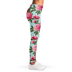 Pink Peony Pattern Print Women's Leggings