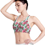 Pink Peony Pattern Print Women's Sports Bra