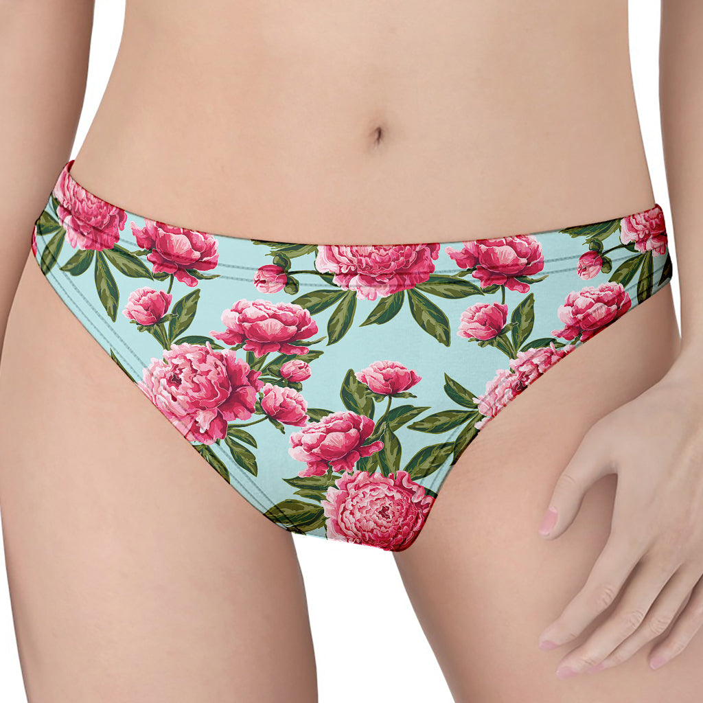 Pink Peony Pattern Print Women's Thong