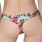 Pink Peony Pattern Print Women's Thong