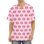 Pink Pig Nose Pattern Print Aloha Shirt