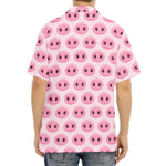 Pink Pig Nose Pattern Print Aloha Shirt