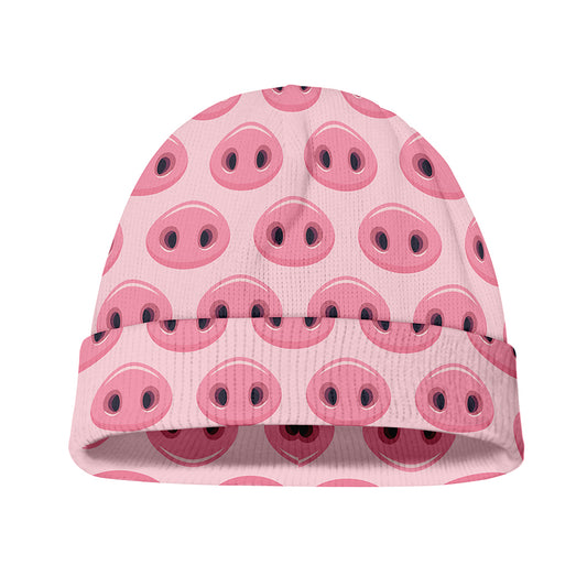 Pink Pig Nose Pattern Print Beanie