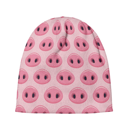 Pink Pig Nose Pattern Print Beanie