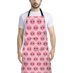 Pink Pig Nose Pattern Print Bib Apron With Pocket