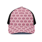 Pink Pig Nose Pattern Print Black Mesh Trucker Cap