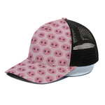 Pink Pig Nose Pattern Print Black Mesh Trucker Cap