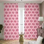 Pink Pig Nose Pattern Print Blackout Pencil Pleat Curtains