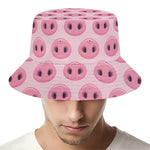 Pink Pig Nose Pattern Print Bucket Hat