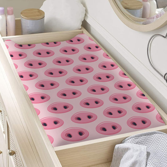 Pink Pig Nose Pattern Print Changing Pad Cover