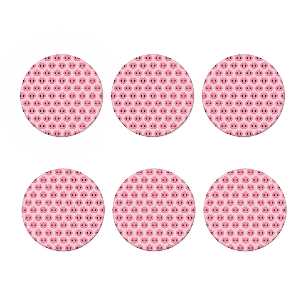 Pink Pig Nose Pattern Print Coaster Set