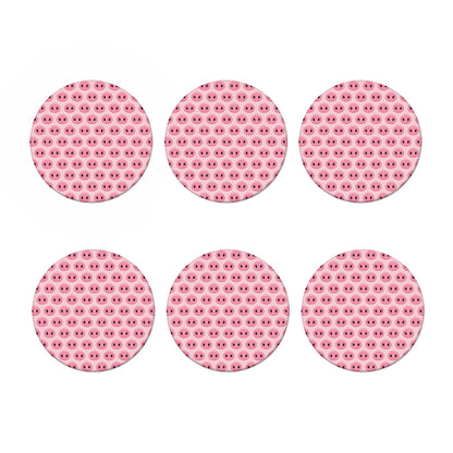 Pink Pig Nose Pattern Print Coaster Set