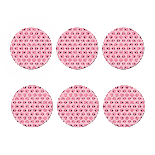 Pink Pig Nose Pattern Print Coaster Set