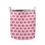 Pink Pig Nose Pattern Print Collapsible Laundry Basket