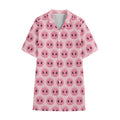 Pink Pig Nose Pattern Print Cotton Hawaiian Shirt