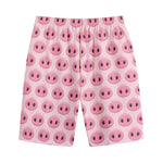 Pink Pig Nose Pattern Print Cotton Shorts