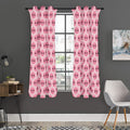 Pink Pig Nose Pattern Print Grommet Curtain Panels