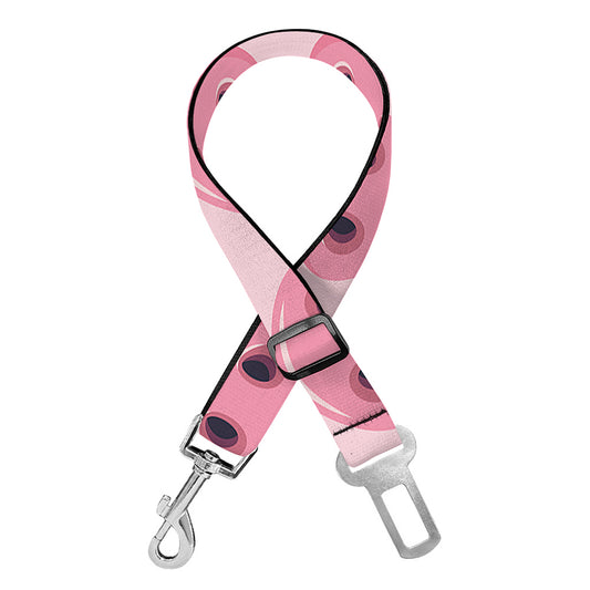 Pink Pig Nose Pattern Print Dog Seat Belt