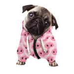 Pink Pig Nose Pattern Print Dog Zip Up Hoodie