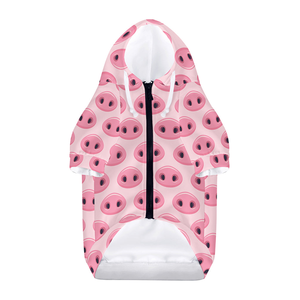 Pink Pig Nose Pattern Print Dog Zip Up Hoodie