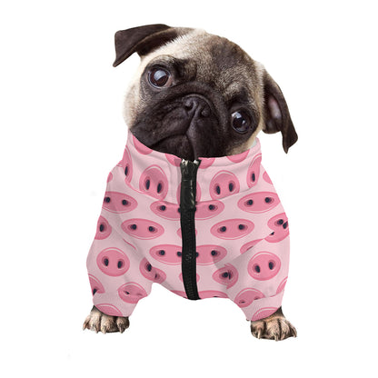 Pink Pig Nose Pattern Print Dog Zip Up Jacket