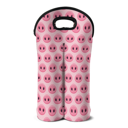 Pink Pig Nose Pattern Print Double Neoprene Wine Tote