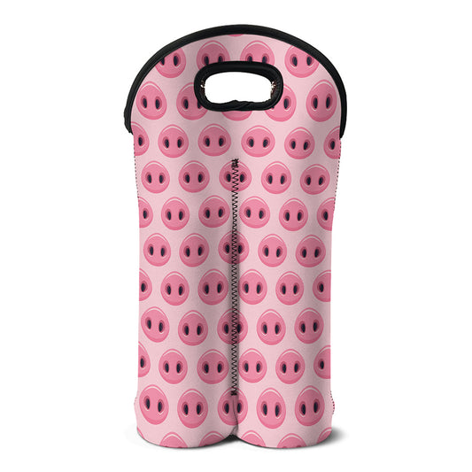 Pink Pig Nose Pattern Print Double Neoprene Wine Tote