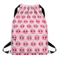 Pink Pig Nose Pattern Print Drawstring Backpack