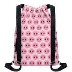 Pink Pig Nose Pattern Print Drawstring Backpack