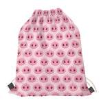 Pink Pig Nose Pattern Print Drawstring Bag