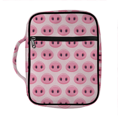 Pink Pig Nose Pattern Print Front Pocket Bible Bag