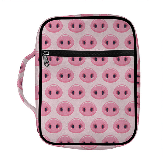Pink Pig Nose Pattern Print Front Pocket Bible Bag