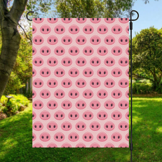 Pink Pig Nose Pattern Print Garden Flag
