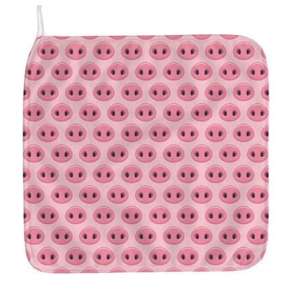 Pink Pig Nose Pattern Print Hand Towel