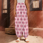 Pink Pig Nose Pattern Print Harem Pants
