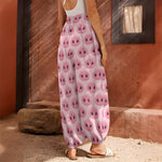 Pink Pig Nose Pattern Print Harem Pants