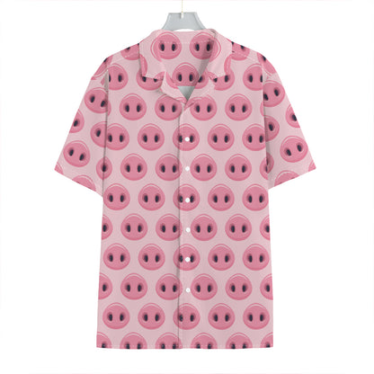 Pink Pig Nose Pattern Print Hawaiian Shirt