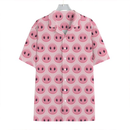 Pink Pig Nose Pattern Print Hawaiian Shirt