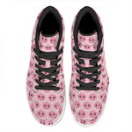 Pink Pig Nose Pattern Print High Top Leather Sneakers