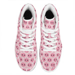 Pink Pig Nose Pattern Print High Top Leather Sneakers