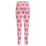 Pink Pig Nose Pattern Print High-Waisted Pocket Leggings