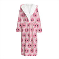 Pink Pig Nose Pattern Print Hooded Bathrobe