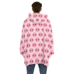 Pink Pig Nose Pattern Print Hoodie Blanket