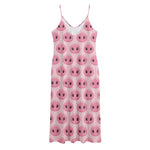 Pink Pig Nose Pattern Print Jersey Midi Cami Dress