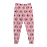 Pink Pig Nose Pattern Print Jogger Pants