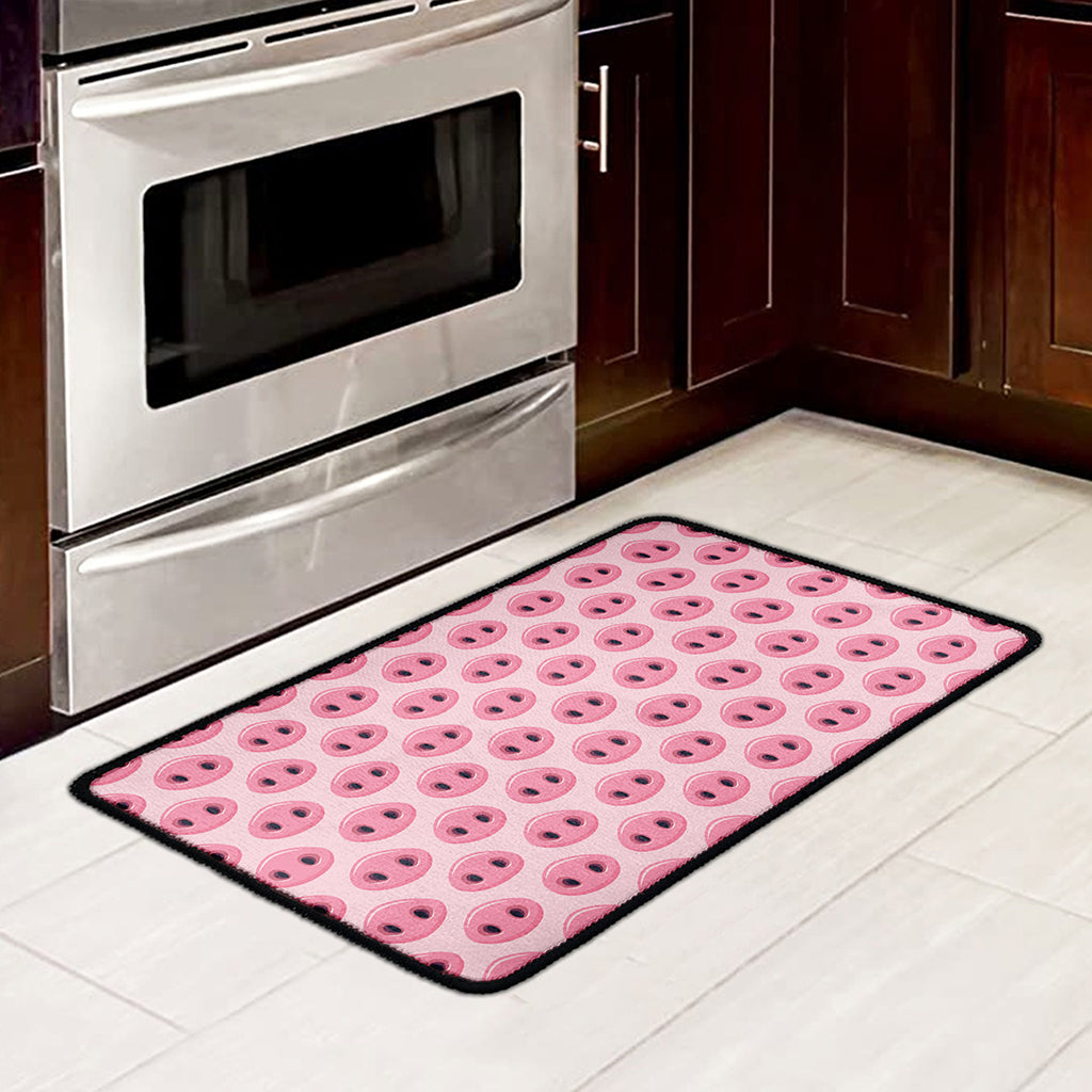 Pink Pig Nose Pattern Print Kitchen Mat