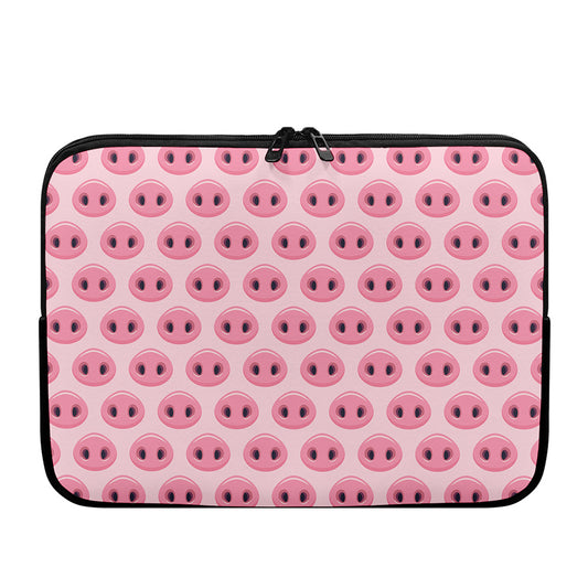 Pink Pig Nose Pattern Print Laptop Sleeve